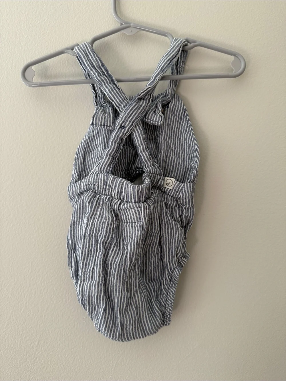 Little Planet | Blue and White Striped Overall Onesie | Size 6 Months